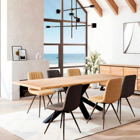 Table extensible en chêne huilé bords naturels 240 cm ETNA (1/5)