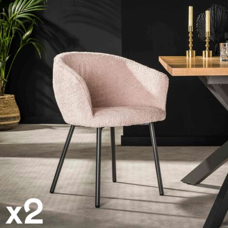 Fauteuil de table en bouclette rose (lot de 2) GALWAY (1/4)