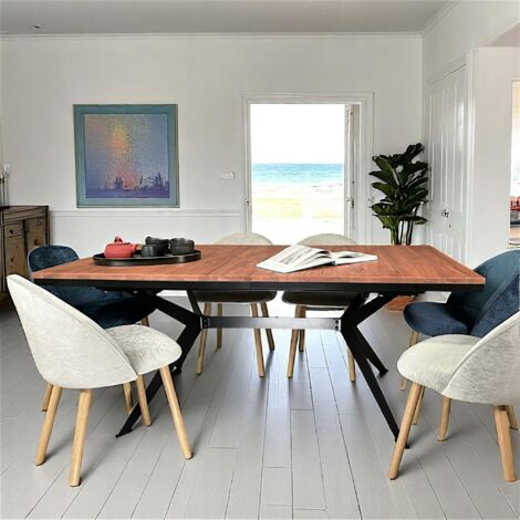 Table rectangulaire extensible en chêne brun 220 cm PALERME (1/5)