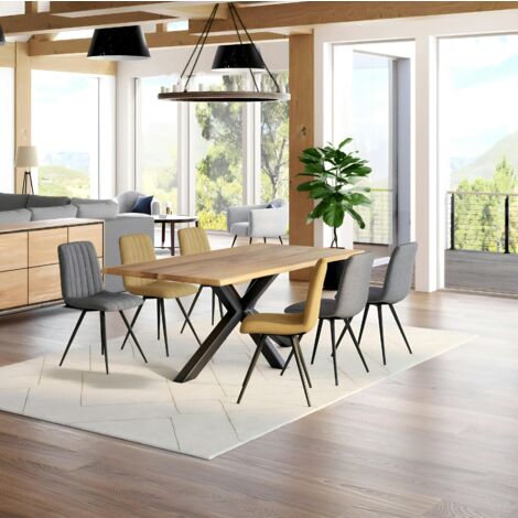 Table extensible en chêne huilé bords naturels 200 cm ETNA (1/5)