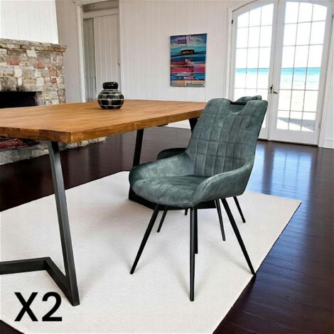 Pier Import – Lot de 2 chaises bleu pétrole avec poignée – Structure en métal – Assise en mousse polyuréthane – Dimensions 56x59x86 cm (1/5)
