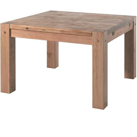 Pier Import – Table de salle à manger carrée 140 cm en chêne massif – Finition huilée – Pour 4 convives – Plateau latté en chêne (1/3)