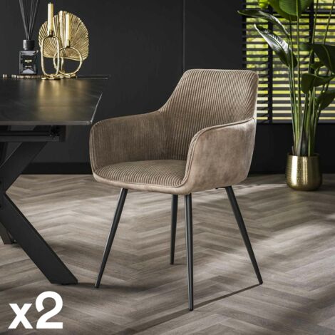 Fauteuil de table beige sable bi-matière (lot de 2) GALWAY (1/5)
