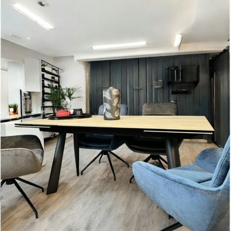 Table extensible en céramique aspect bois 160-240 cm LOMBARDIE (1/3)
