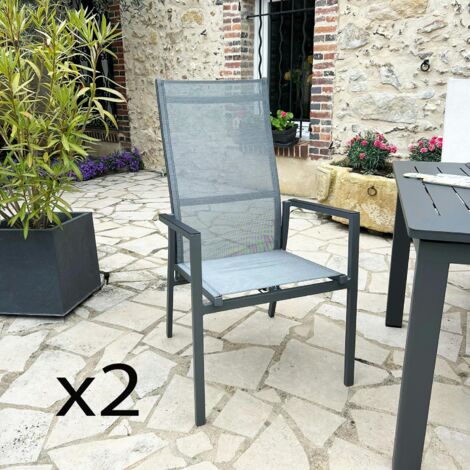 Fauteuil de jardin en aluminium avec dossier réglable gris anthracite (lot de 2) OSLO (1/5)