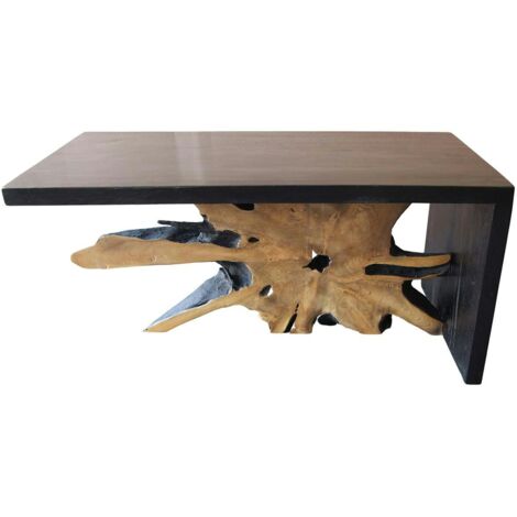 Table basse racine de teck contour bois noir ARIZONA (1/3)