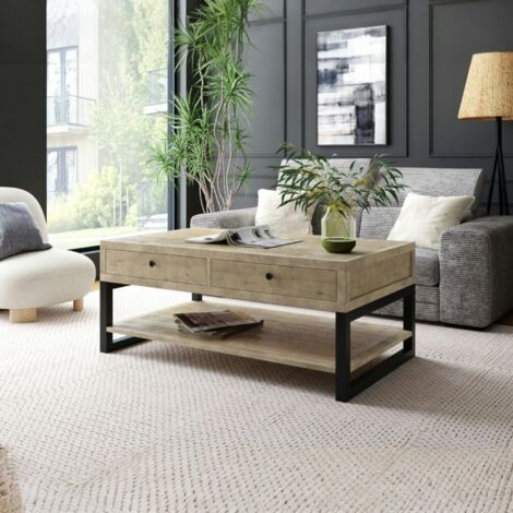 Table basse avec rangement en bois recyclé AUCKLAND (1/5)