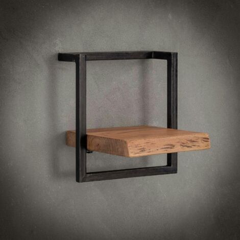Pier Import – Étagère murale en bois d'acacia et métal noir 30x25x30 cm – Design vintage – Fixation murale – Charge maximale 10 kg (1/5)