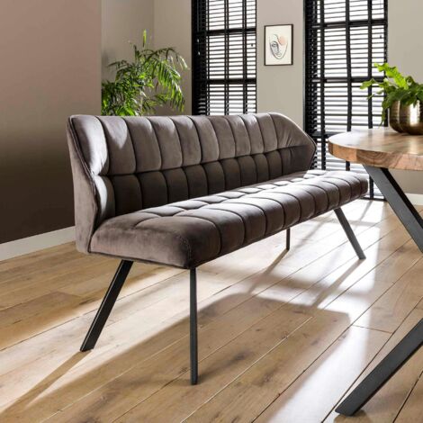 Banc salle à manger velours gris 180 cm MELBOURNE (1/5)