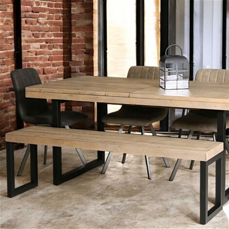 Pier Import – Banc de table en bois recyclé 155 cm – Largeur 35 cm – Hauteur 48 cm – Finition à base d'eau – Bois certifié F.S.C®