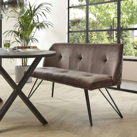 Banc de table à manger en velours gris 160 cm MELBOURNE (1/5)