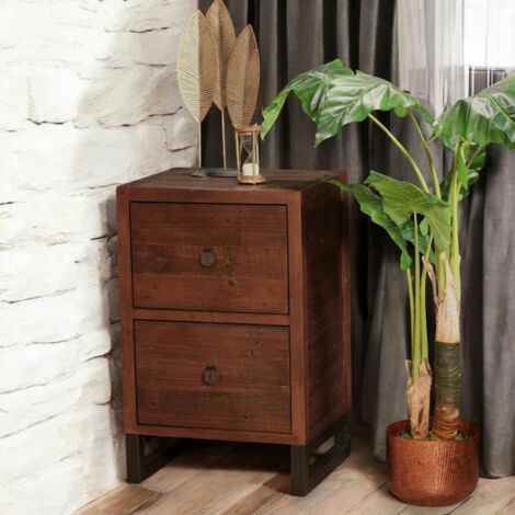 Caisson de bureau en bois recyclé 2 tiroirs SAMOA (1/5)