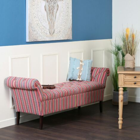 Banc méridienne capitonnée rayures coton BUTTON (1/5)