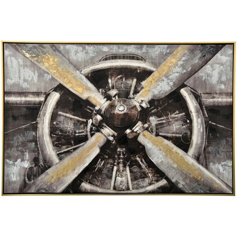 Tableau vintage réacteur d'avion cadre doré (1/2)