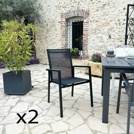 Fauteuil de jardin noir en aluminium (lot de 2) OSLO (1/4)