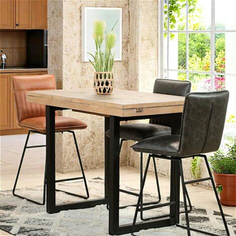 Pier Import – Table haute extensible en bois recyclé 120-160 cm – Hauteur 90 cm – Largeur 70 cm – Finition sans produit chimique