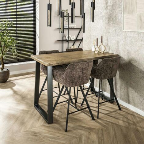 Table bar bois de manguier acier 135 cm LUCKNOW (1/5)