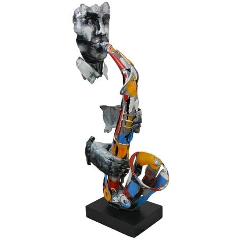 Pier Import – Statue saxophoniste en métal – Hauteur 70 cm – Longueur 15 cm – Largeur 30 cm – Décoration intérieure artistique