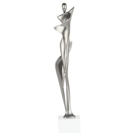 Sculpture moderne silhouette de femme couleur argent 43 cm