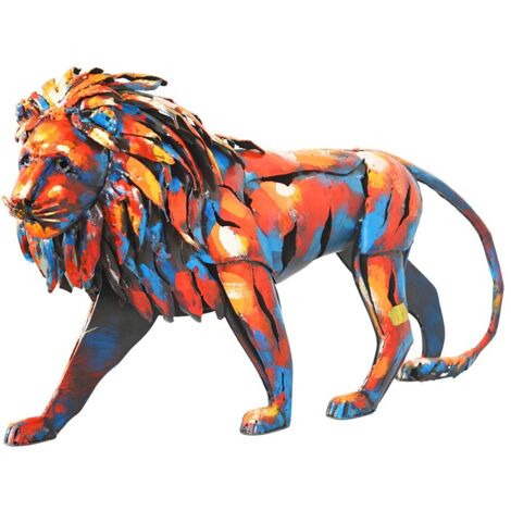 Pier Import – Sculpture moderne en métal peint lion – Dimensions 60x15x32 cm – Décoration intérieure contemporaine – Poids 4 kg