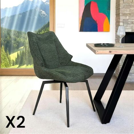 Chaise design tissu microfibre kaki (lot de 2) IENA (1/5)