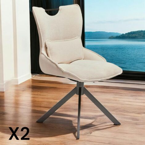 Chaise pivotante coussin et poignée tissu blanc (lot de 2) IENA (1/4)