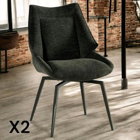 Chaise design tissu microfibre anthracite (lot de 2) IENA (1/4)