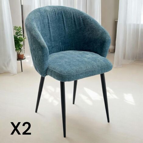 Chaise dossier rond tissu bleu (lot de 2) IENA (1/4)