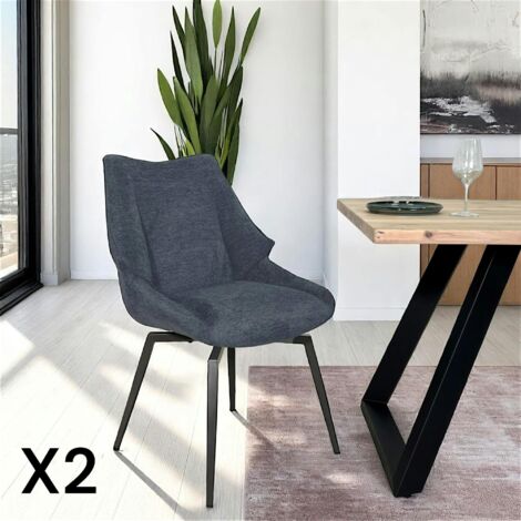 Chaise design tissu microfibre bleu (lot de 2) IENA (1/5)