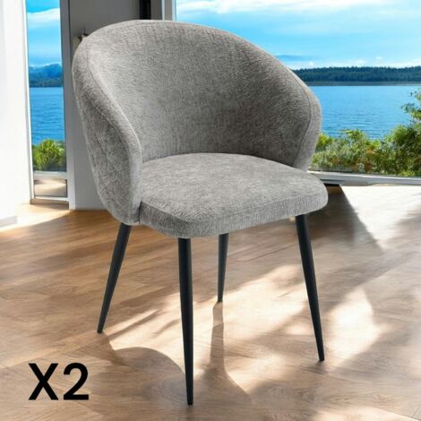 Chaise dossier rond tissu gris (lot de 2) IENA (1/4)