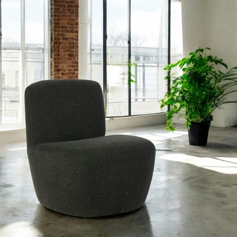 Fauteuil arrondi tissu bouclettes anthracite MALMOE (1/2)