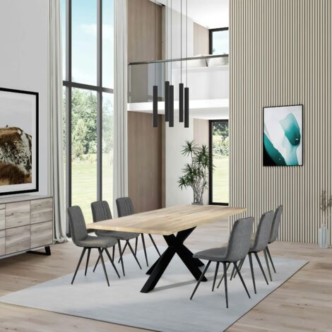 Table extensible en chêne blanc bords naturels 240 cm ETNA (1/5)