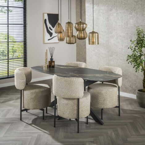 Pier Import – Table de salle à manger en céramique 180 cm – Résistante à la chaleur jusqu'à 180°C – Largeur 90 cm – Hauteur 76 cm – Design GALWAY