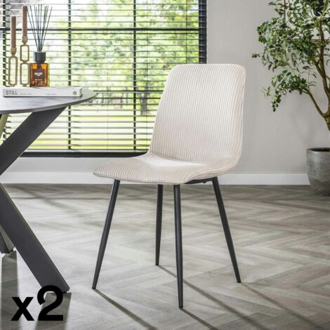 Chaise de salle à manger en tissu côtelé crème (lot de 2) TAJ (1/5)