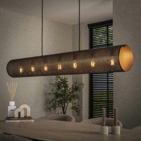 Suspension tube en métal noir perforé 7 lampes RALF (1/5)