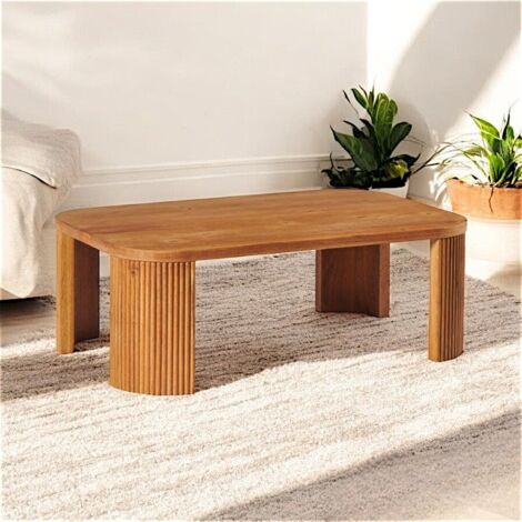 Table basse design chêne rainuré IENA (1/2)