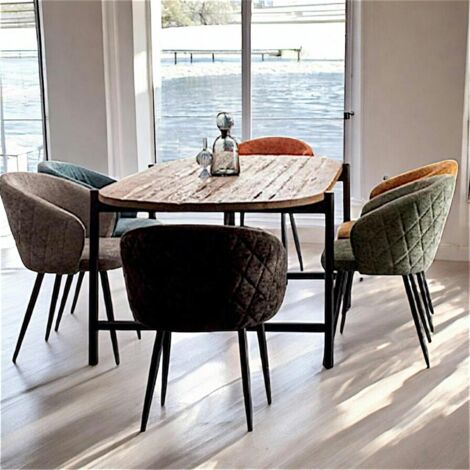 Table de repas teck recyclé bords arrondis 240 cm TRANI (1/2)