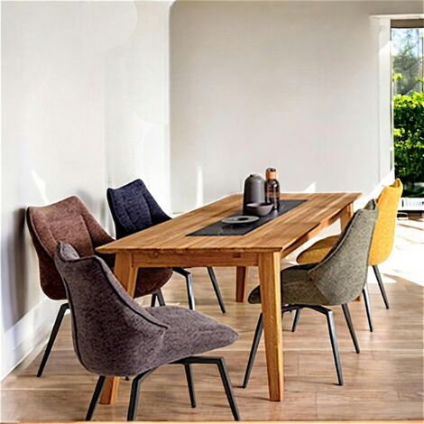 Table à manger design en bois de chêne finition miel 180 cm ESSEN (1/2)