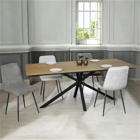 Table pied central en bois de teck recyclé 2 m DEPOK (1/5)