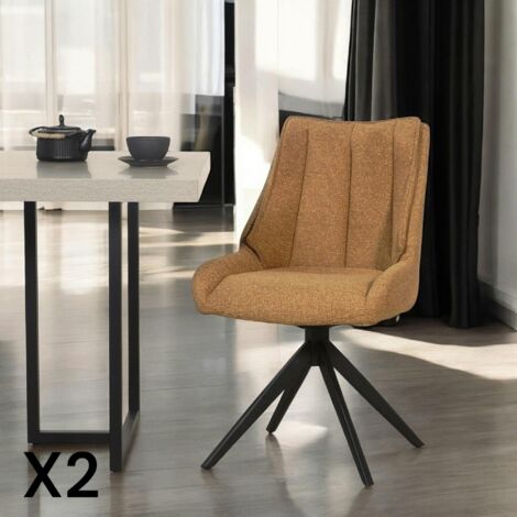 Chaise moutarde pivotante en velours texturé (lot de 2) IENA (1/5)