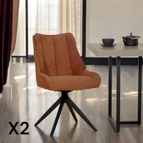 Chaise terracotta pivotante en velours texturé (lot de 2) IENA (1/5)