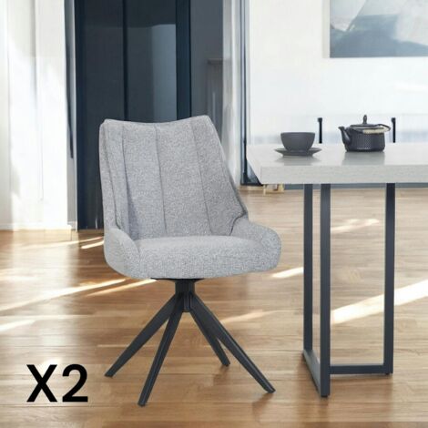Chaise grise pivotante en velours texturé (lot de 2) IENA (1/5)