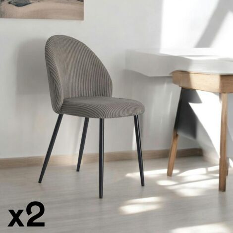 Chaise en tissu côtelé gris (lot de 2) IENA (1/4)
