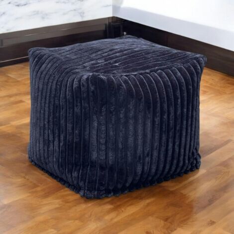 Pouf carré velours grosses côtes anthracite VISBY (1/3)