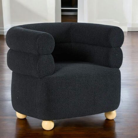 Fauteuil cabriolet design tissu bouclé bleu IENA (1/3)