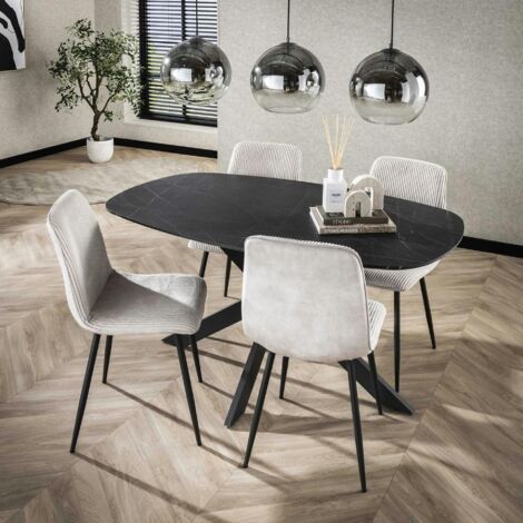 Table ovale pied central croisé 150 cm RALF (1/4)