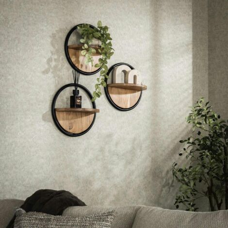 Etagère murale ronde en bois d'acacia Ø 35 cm (lot de 3) MELBOURNE (1/4)