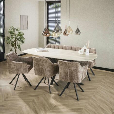 Table céramique effet travertin texturé - 215 cm COLISEE (1/5)