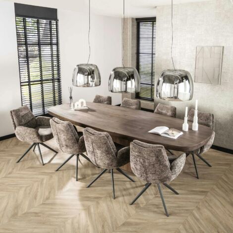 Table à manger design en bois d'acacia massif forme rectangulaire 300 cm MYSORE (1/5)