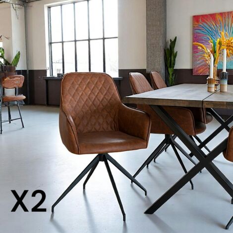 Chaise pivotante marron avec accoudoirs (lot de 2) SAVONE (1/4)